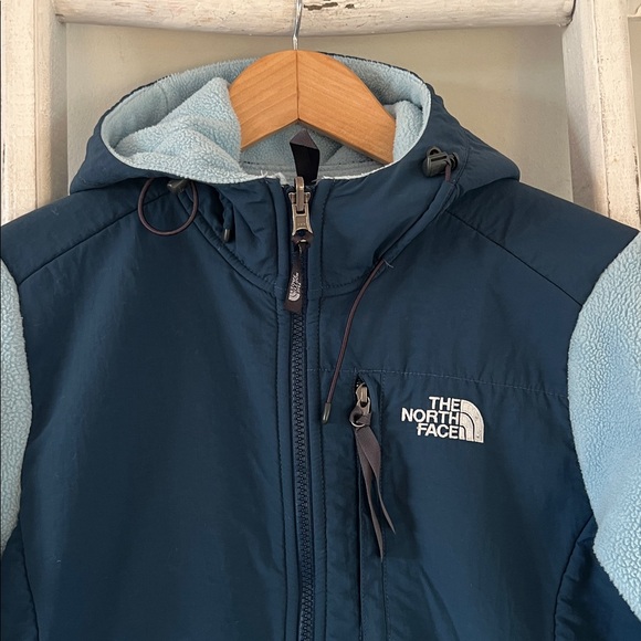 The North Face vintage Dinali bay Blue Hooded Fleece Jacket size small - Picture 4 of 8